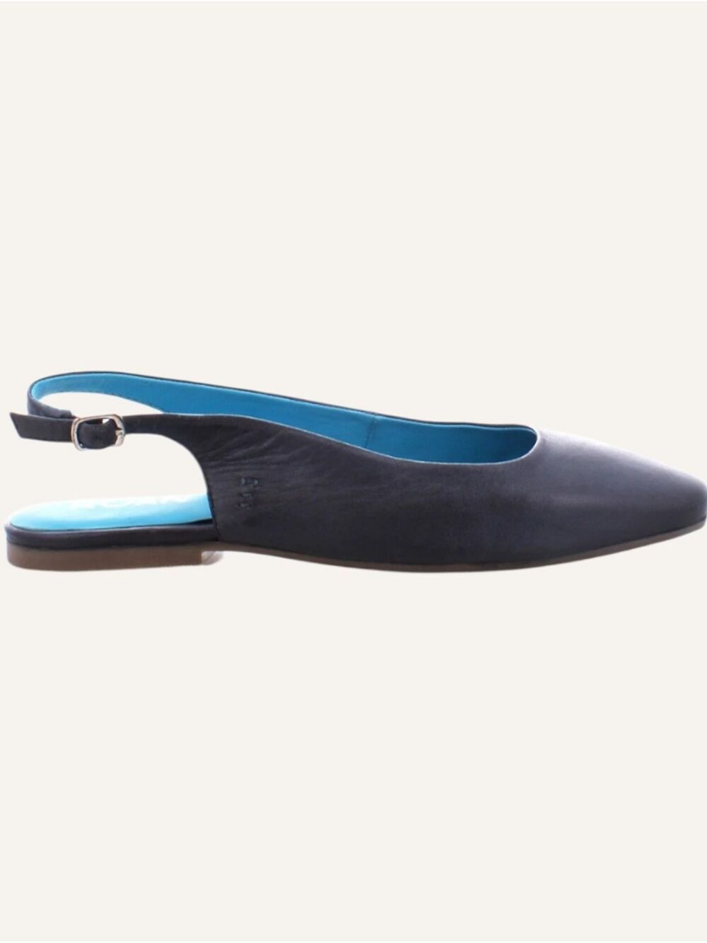 ROAN Navy Leather Square Toe Slingback Flats Size 7.5 NWOB